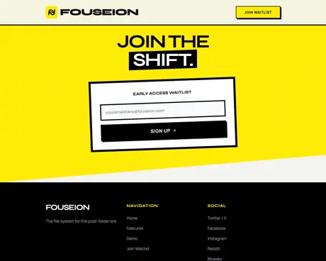 Fouseion waitlist and footer