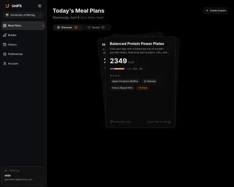 UniFit daily meal plans